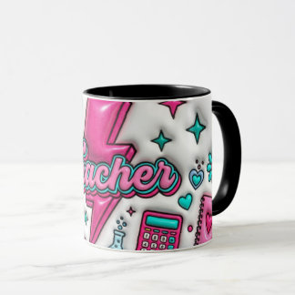 Groovy Teacher Retro Roze & Teal 11oz Combo Mok