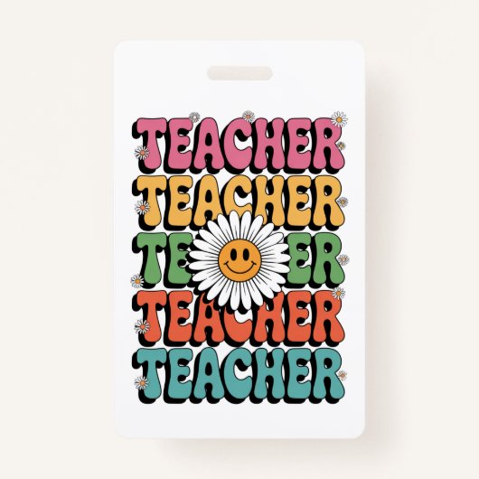 Groovy Teacher Schattige Daisy Flower Retro Back S Badge (Voorkant)