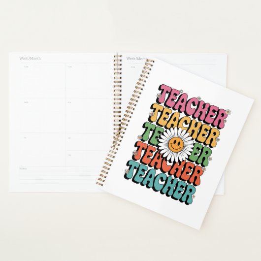 Groovy Teacher Schattige Daisy Flower Retro Back S Planner (Display)
