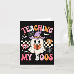 Groovy Teaching Mijn Boeken Leraar Ghost Halloween Kaart