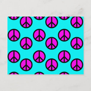 Groovy Teen Hippie Blauwgroen en Paarse vredessign Briefkaart