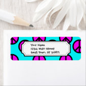 Groovy Teen Hippie Blauwgroen en Paarse vredessign Etiket (Insitu)