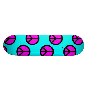 Groovy Teen Hippie Blauwgroen en Paarse vredessign Skateboard