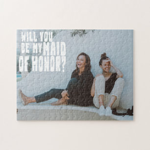 Groovy tekstoverlay bruidsmeisje eer foto voorstel legpuzzel