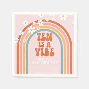 Groovy Ten is een vibe daisy regenboog 10e verjaar Servet