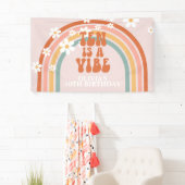Groovy Ten is een Vibe Rainbow Daisy 10e verjaarda Spandoek (Insitu)