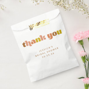 Groovy Terracotta Peach Retro Text Custom Shower Bedankzakje