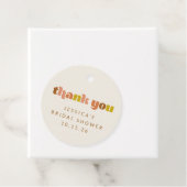 Groovy Terracotta Perzik Retro Tekst Douane Shower Bedankjes Labels (In situ)