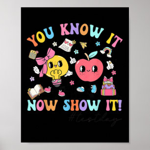 Groovy Testing Day Teacher T-shirt You Know It Now Poster