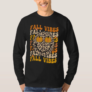 Groovy Thankful Hallo Herfst Leopard Retro herfst T-shirt