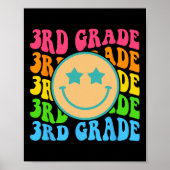 Groovy Third Grade Vibes Face Retro Teachers Back Poster (Voorkant)