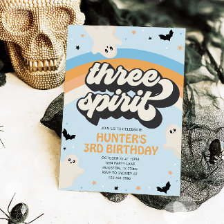 Groovy Three Spirit Boy 3e verjaardag Halloween Kaart