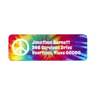 Groovy Tie Dye Hippie Return Address Etiket