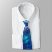 Groovy Tie Dye Pattern / Blue Paars & Magenta STRO Stropdas (Gebonden)