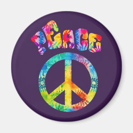 Groovy Tie Dye Peace Sign Magneet