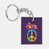 Groovy Tie Dye Peace Sign Sleutelhanger (Voorkant Links)