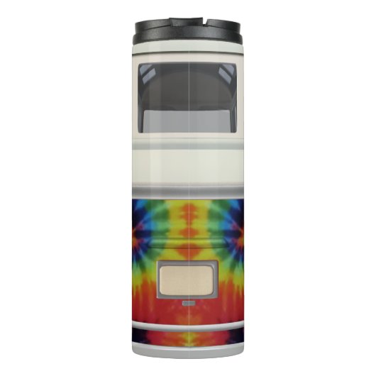 Groovy Tie Dye Retro Hippie Bus Thermosbeker (Achterkant)