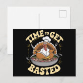Groovy Tijd om Gebraden Mooie Kalkoen Thanksgiving Briefkaart (Voorkant / Achterkant)