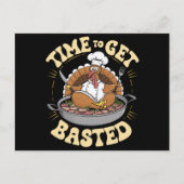 Groovy Tijd om Gebraden Mooie Kalkoen Thanksgiving Briefkaart (Voorkant)