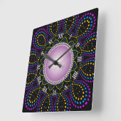 Groovy Time Colorful Backlight Swirl Vierkante Klok (Hoek)