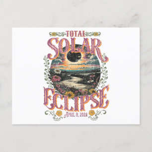 Groovy totale zonsverduistering april 8 2024 sterr briefkaart