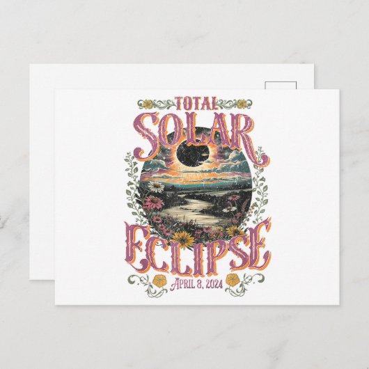 Groovy totale zonsverduistering april 8 2024 sterr briefkaart (Voorkant / Achterkant)