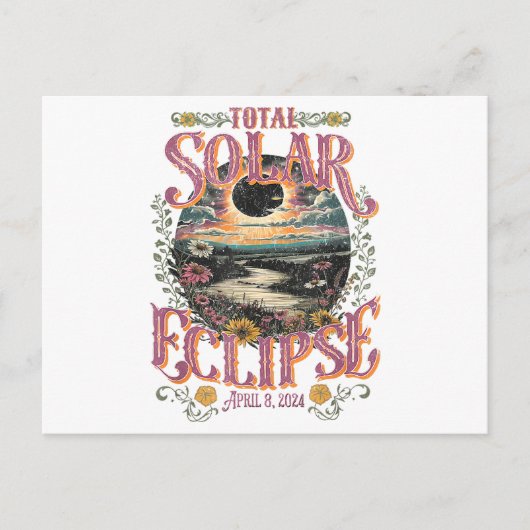 Groovy totale zonsverduistering april 8 2024 sterr briefkaart (Voorkant)