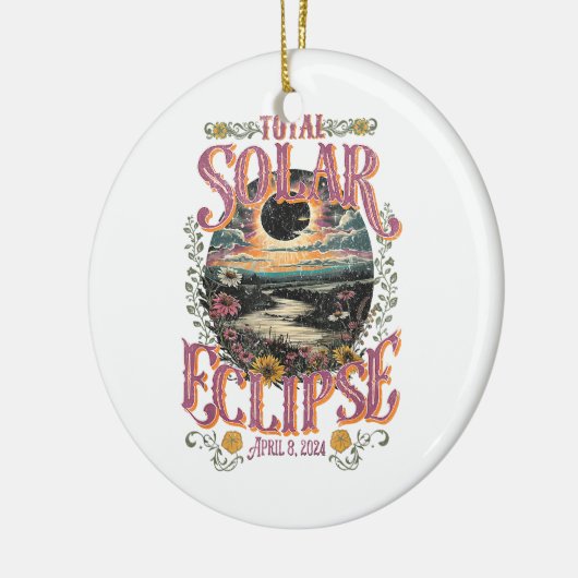 Groovy totale zonsverduistering april 8 2024 sterr keramisch ornament (Links)