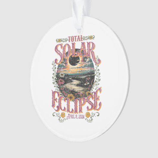 Groovy totale zonsverduistering april 8 2024 sterr ornament (voorkant)