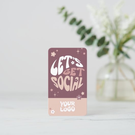 Groovy Trendy Social Media Scannable QR-code Visitekaartje (Staand voorkant)