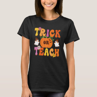 Groovy Trick Or Teach Teacher Halloween Costume 20 T-shirt