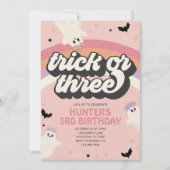 Groovy Trick or Three Meisje 3e verjaardag Hallowe Kaart (Voorkant)