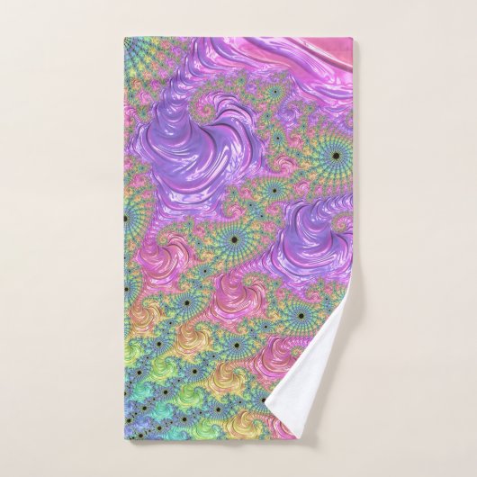 Groovy Trippy Boho Jewel Tone Regenboog Fractal Bad Handdoek (Handdoek)