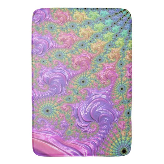 Groovy Trippy Boho Jewel Tone Regenboog Fractal Badmat (Voorkant Verticaal)