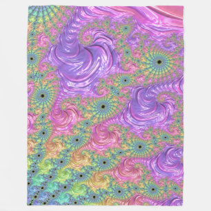 Groovy Trippy Boho Jewel Tone Regenboog Fractal Fleece Deken