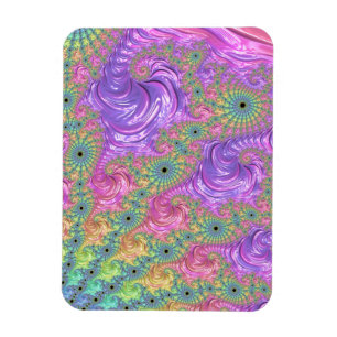 Groovy Trippy Boho Jewel Tone Regenboog Fractal Magneet