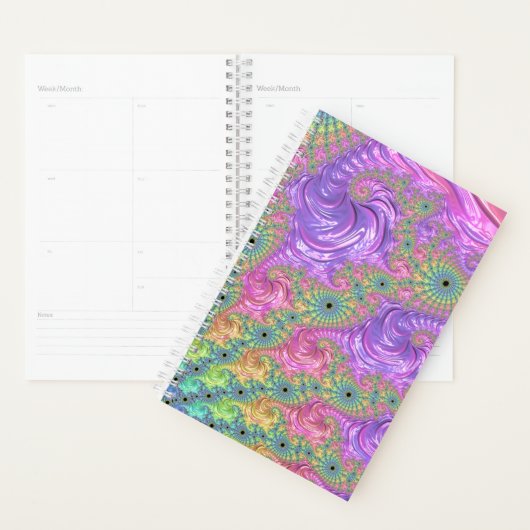 Groovy Trippy Boho Jewel Tone Regenboog Fractal Planner (Display)