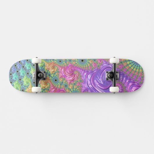 Groovy Trippy Boho Jewel Tone Regenboog Fractal Skateboard (Horizontaal)