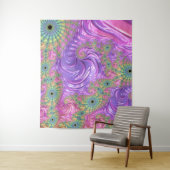 Groovy Trippy Boho Jewel Tone Regenboog Fractal Wandkleed (In situ)