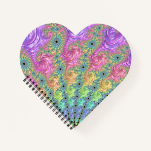 Groovy Trippy Boho Juweeltoon Regenboog Fractal Notitieboek