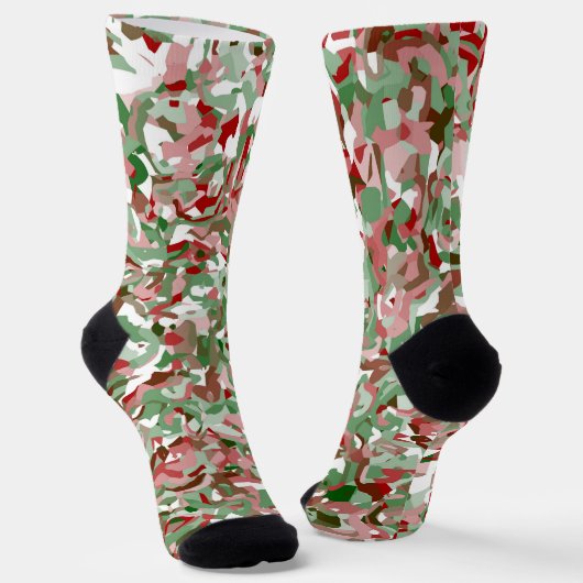 Groovy Trippy Boho Retro Festive Kerstcamo S.A. Sokken (Gebogen)