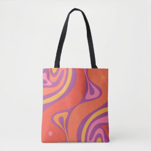 Groovy Trippy Retro Esthetische Abstract Kleurrijk Draagtas