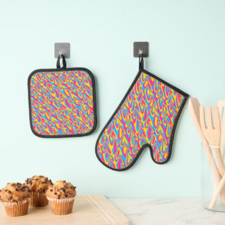 Groovy Trippy Squigggly Quirky Pansexual Pride Ovenwant & Pannenlap Set