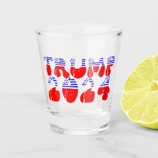 Groovy Trump 2024 Patriottisch Shot Glas (Voorkant)