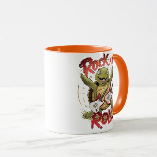 Groovy Turtle Rocking Out Rock and Roll Mok (Voorkant rechts)