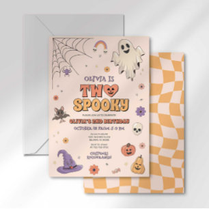 Groovy Twee Griezelige Halloween Tweede Verjaardag Kaart