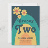 Groovy Twee Retro Daisy Verjaardagsfeestje Kaart (Voorkant)