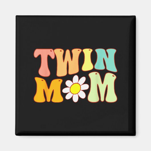 Groovy Twin Mama Funny Mother's Day For New Mom Of Magneet (Voorkant)