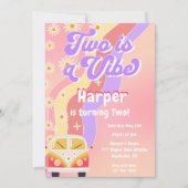 Groovy Two is een Vibe Retro 70s verjaardag Kaart (Voorkant)