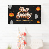 Groovy Two Spooky 2de verjaardag Halloween Retro 7 Spandoek (Insitu)